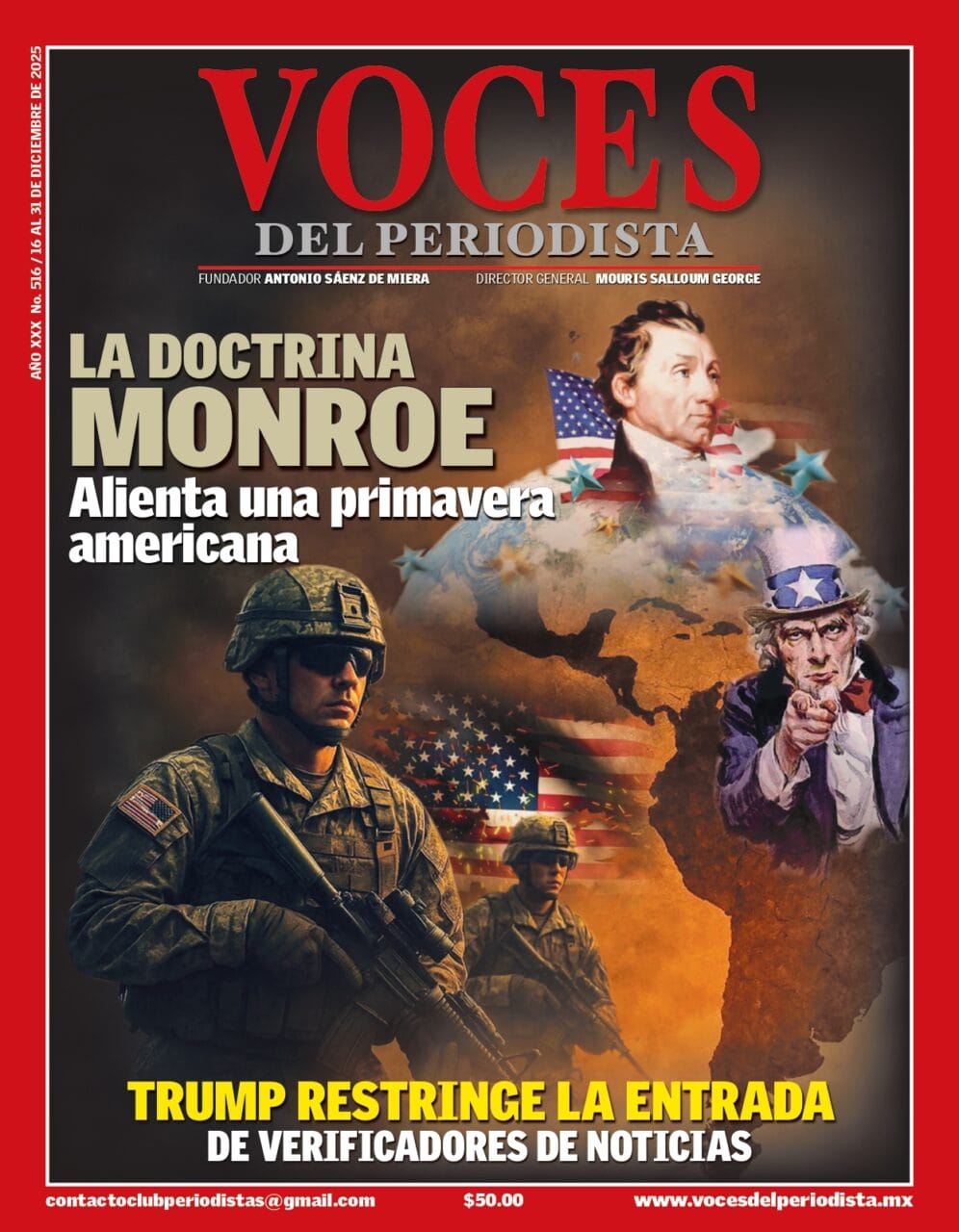 Portada de la revista con el título 'La Doctrina Monroe alienta una primavera americana'.