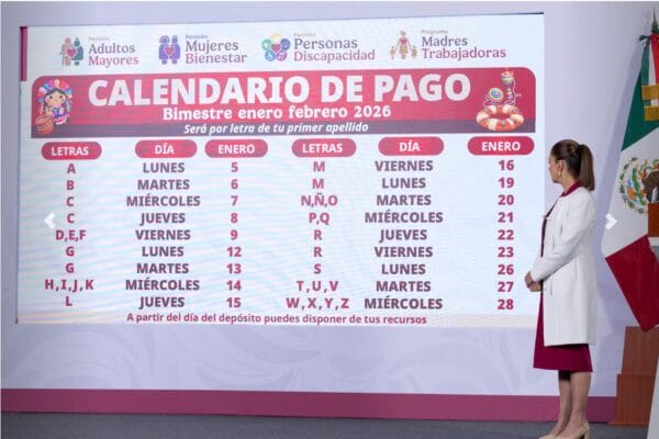 Gráfica en pantalla mostrando la cifra de un billón de pesos para programas de bienestar durante el 2026.