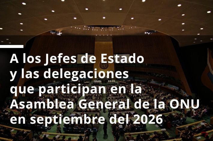 a los jefes de estado y las delegaciones que participan en la asamblea general de la onu en septiembre del 2026 recibidos